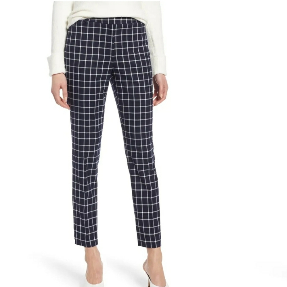 Navy blue plaid trouser